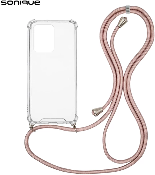 Θήκη Σιλικόνης με Κορδόνι Sonique Armor Clear Xiaomi Redmi Note 12 Pro 5G / Poco X5 Pro 5G Ροζ Χρυσό Σατινέ - Sonique - Ροζ Χρυσό Σατινέ - Poco X5 Pro 5G, Redmi Note 12 Pro 5G - Θήκες Πλάτης