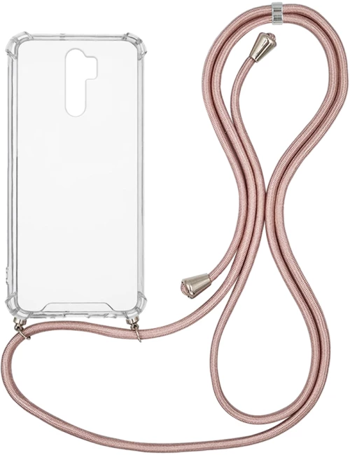 Θήκη Σιλικόνης με Κορδόνι Sonique Armor Clear Xiaomi Redmi 9 Ροζ Χρυσό Σατινέ - Sonique - Ροζ Χρυσό Σατινέ - Redmi 9 - Θήκες Πλάτης