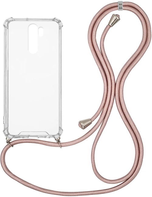 Θήκη Σιλικόνης με Κορδόνι Sonique Armor Clear Xiaomi Redmi Note 8 Pro Ροζ Χρυσό Σατινέ - Sonique - Ροζ Χρυσό Σατινέ - Redmi Note 8 Pro - Θήκες Πλάτης