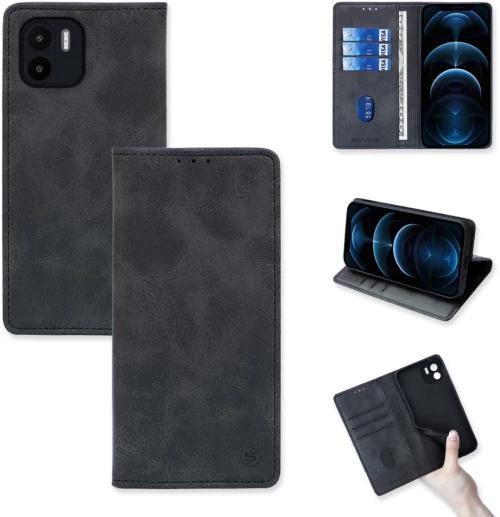 Θήκη Πορτοφόλι Vintage Magnet Wallet Sonique Xiaomi Redmi A1 / Redmi A2 Μαύρο - Sonique - Μαύρο - Redmi A1, Redmi A2 - Θήκη Πορτοφόλι