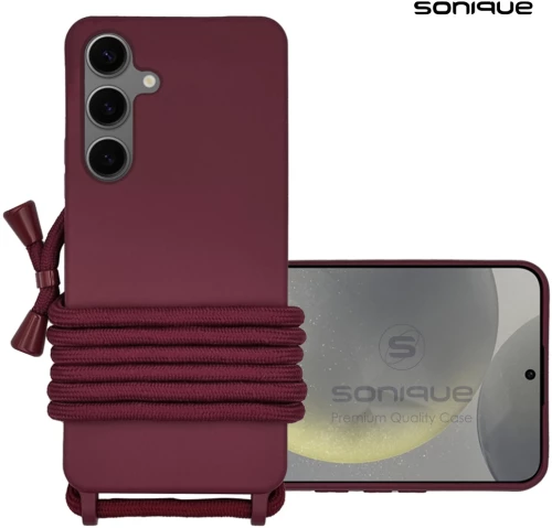 Θήκη Σιλικόνης με Κορδόνι CarryHang Sonique Samsung Galaxy S24 Μπορντώ - Sonique - Μπορντώ - Galaxy S24 - Θήκες Πλάτης