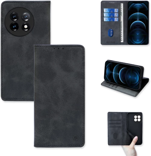 Θήκη Πορτοφόλι Vintage Magnet Wallet Sonique OnePlus 11 5G Μαύρο - Sonique - Μαύρο - OnePlus 11 5G - Θήκη Πορτοφόλι