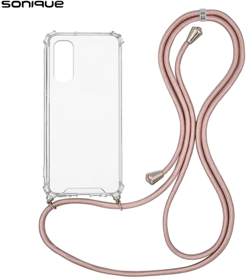 Θήκη Σιλικόνης με Κορδόνι Sonique Armor Clear Samsung Galaxy M54 5G Ροζ Χρυσό Σατινέ - Sonique - Ροζ Χρυσό Σατινέ - Galaxy M54 5G - Θήκες Πλάτης