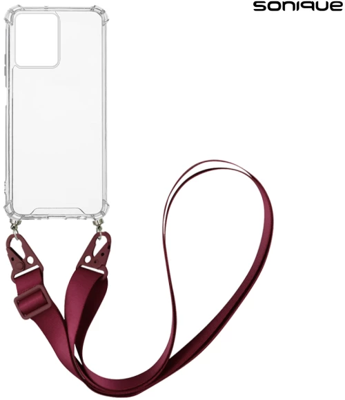 Θήκη Σιλικόνης με Strap Sonique Armor Clear Xiaomi Redmi 13C 4G / Poco C65 4G Μπορντώ - Sonique - Μπορντώ - Poco C65 4G, Redmi 13C 4G - Θήκες Πλάτης