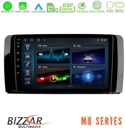 Bizzar M8 Series Mercedes R Class 8core Android13 4+32GB Navigation Multimedia Tablet 9"