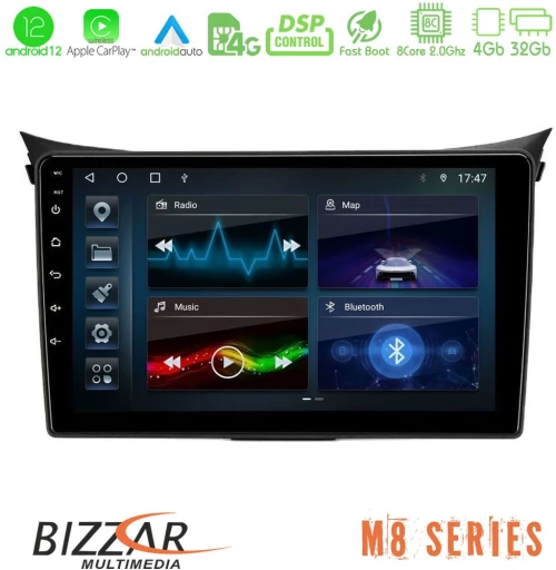 Bizzar M8 Series Hyundai i30 2012-2017 8Core Android13 4+32GB Navigation Multimedia Tablet 9"