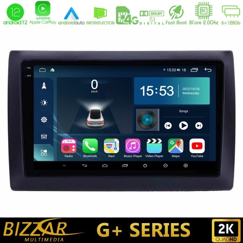 Bizzar G+ Series Fiat Stilo 8core Android12 6+128GB Navigation Multimedia Tablet 9"