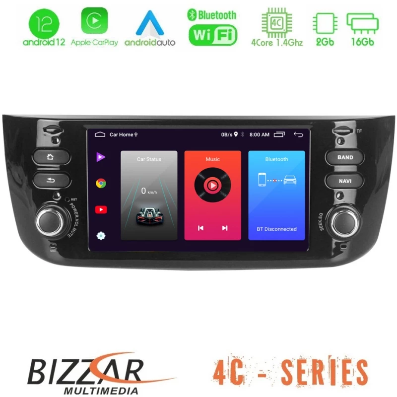 Bizzar OEM Fiat Punto Evo 2009-2011 4core Android12 2+32GB Navigation Multimedia Deckless 7" με Carplay/AndroidAuto
