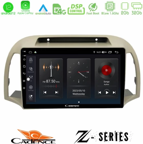 Cadence Z Series Nissan Micra K12 2002-2010 8core Android12 2+32GB Navigation Multimedia Tablet 9"