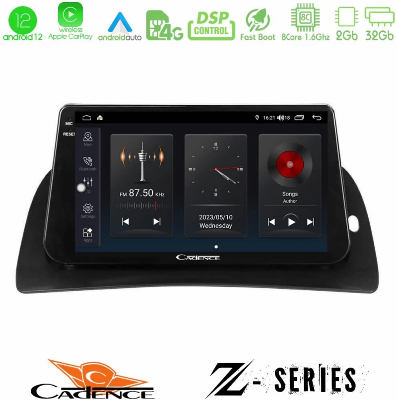 Cadence Z Series Renault Kangoo 2015-2018 8Core Android12 2+32GB Navigation Multimedia Tablet 9"