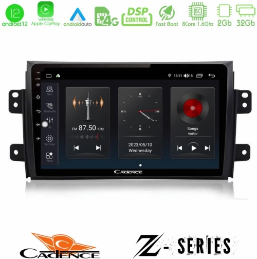 Cadence Z Series Suzuki SX4 2006-2014 Fiat Sedici 2006-2014 8core Android12 2+32GB Navigation Multimedia Tablet 9"
