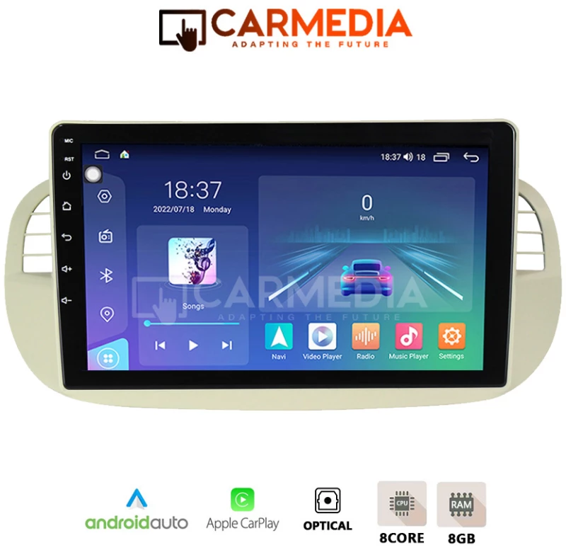 CARMEDIA CM809-13 TABLET 9'' OEM FIAT 500 2007-2015 BEIGE