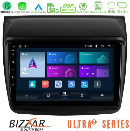Bizzar Ultra Series Mitsubishi L200 8core Android13 8+128GB Navigation Multimedia Tablet 9"