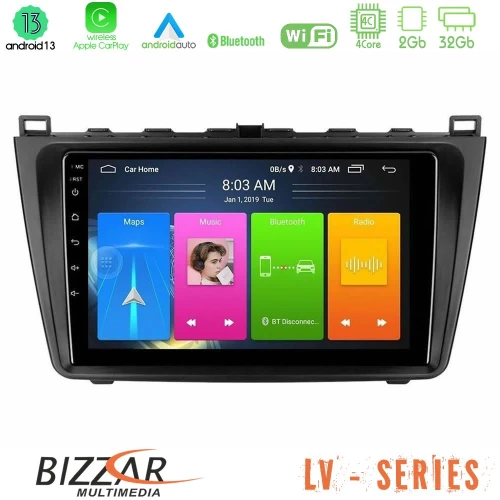 Bizzar LV Series Mazda 6 2008-2012 4core Android 13 2+32GB Navigation Multimedia Tablet 9"