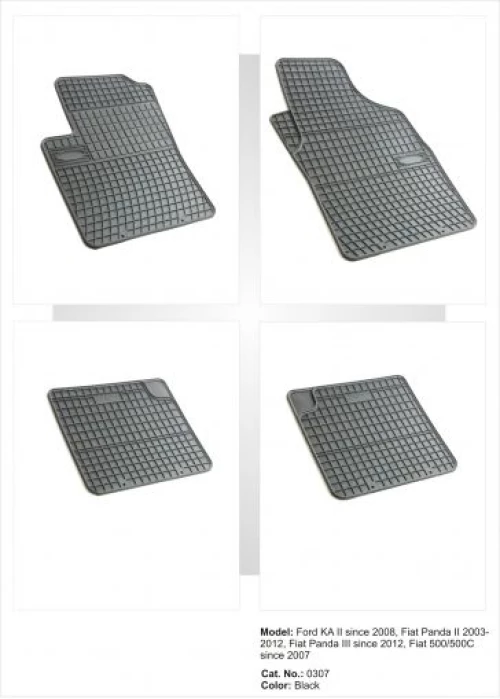 Λαστιχένια πατάκια Frogum για Ford Ka (2008+) / Fiat 500 (2007+) / Panda (2003+) - 4τμχ.