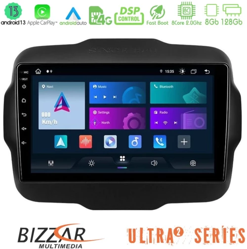 Bizzar Ultra Series Jeep Renegade 2015-2019 8core Android13 8+128GB Navigation Multimedia Tablet 9"