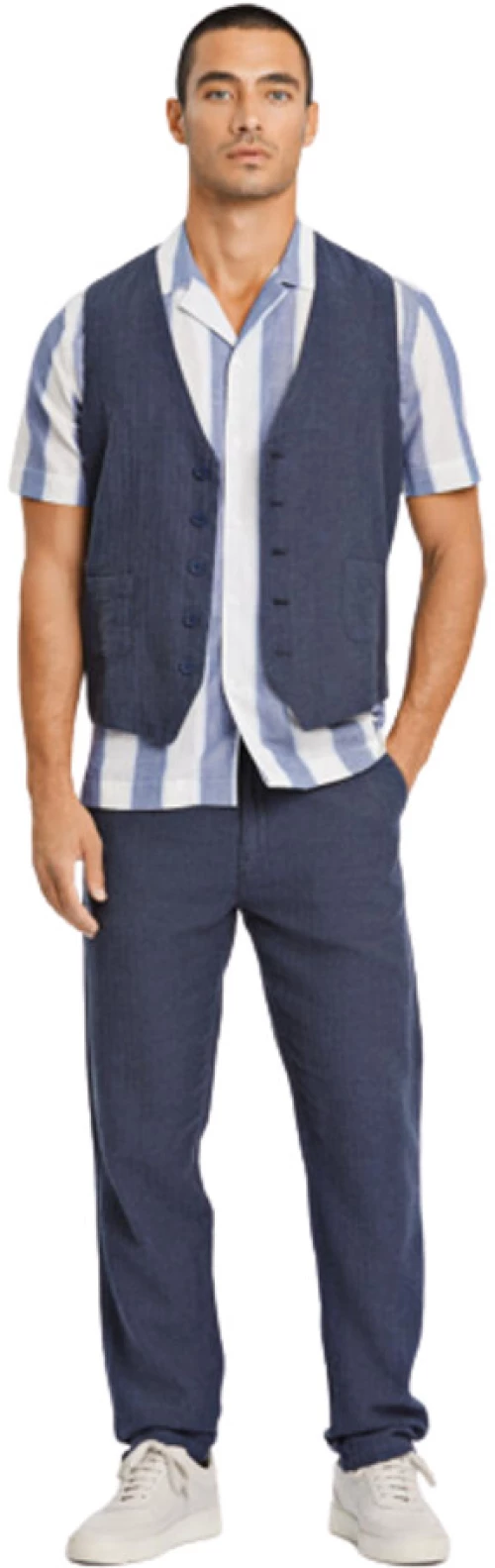 Lindbergh Men's Waistcoat Linen Blue