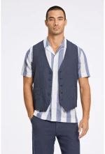 Lindbergh Men's Waistcoat Linen Blue