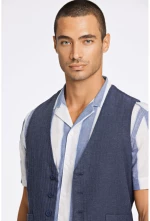 Lindbergh Men's Waistcoat Linen Blue