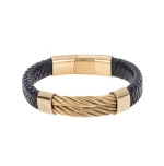Βραχιόλι Senza Men`s Steel Black Leather Strap SSD4966GBK