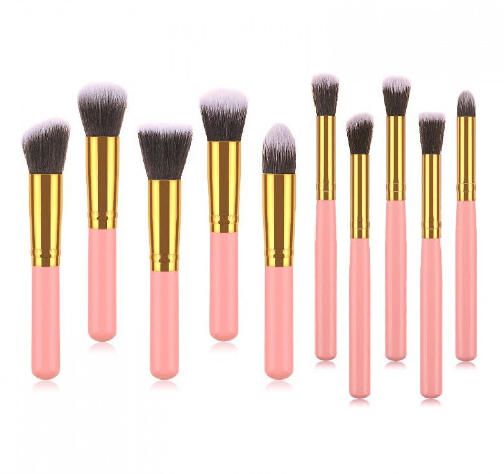 Σετ 10 Ροζ Πινέλα Μακιγιάζ