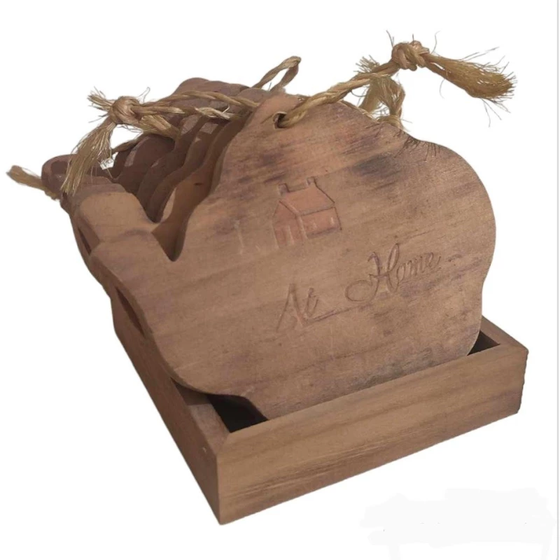 wooden handmade σουβέρ με βάση Σχήμα τσαγερο 6τεμ