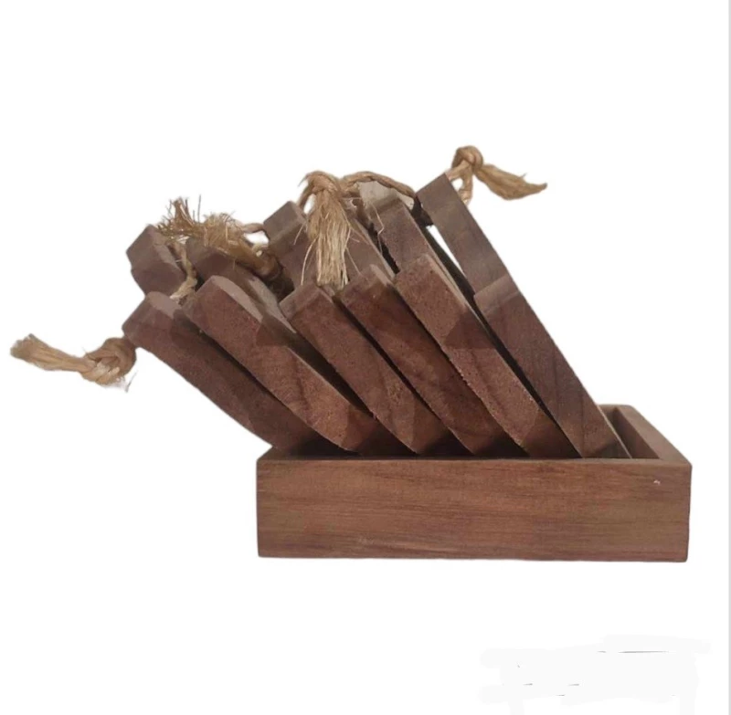 wooden handmade σουβέρ με βάση Σχήμα τσαγερο 6τεμ
