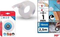 Ταινία διπλής οψης NANO TAPE GEL extra strong διάφανη 19mm x 2.5m πάχους 1mm MP PA524-02
