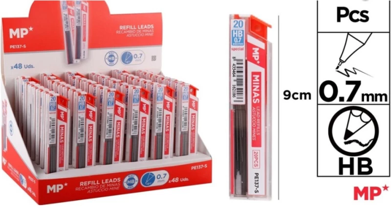 Μύτες MP Για Μηχανικό Μολύβι PE137-S  ΗΒ 0.7mm  20τμχ