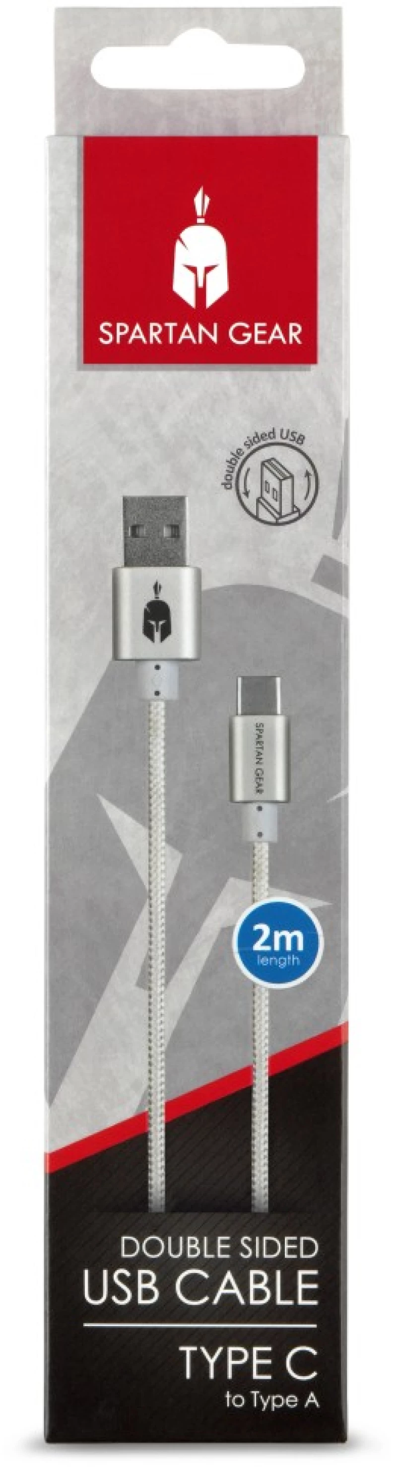 Spartan Gear - Double Sided usb Cable (Type c) (Length: 2m - Compatible With Playstation 5, Xbox Series X/s, Tablet, Mobile) (Colour: White)