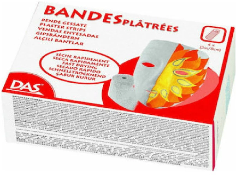 Γάζες Γύψου Χειροτεχνίας DAS  3m x 8cm 4τμχ 688100