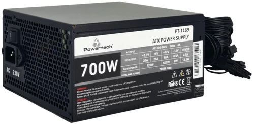 POWERTECH τροφοδοτικό για PC PT-1169, 700W, ATX, 140mm Fan