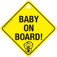 Σήμα "Baby On Board" Πλέξιγκλας Με Βεντούζα Κίτρινο 12.5cm x 12.5cm ΒΑΒΥUUΚ 1 Τεμάχιο