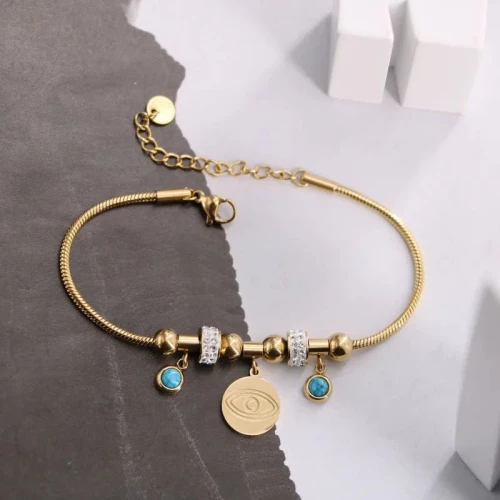 Βραχιόλι ατσάλινο με ματάκια (B1606)