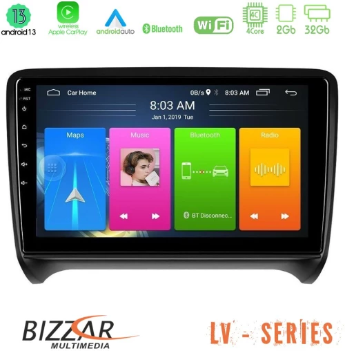 Bizzar LV Series Audi TT B7 4Core Android 13 2+32GB Navigation Multimedia Tablet 9"