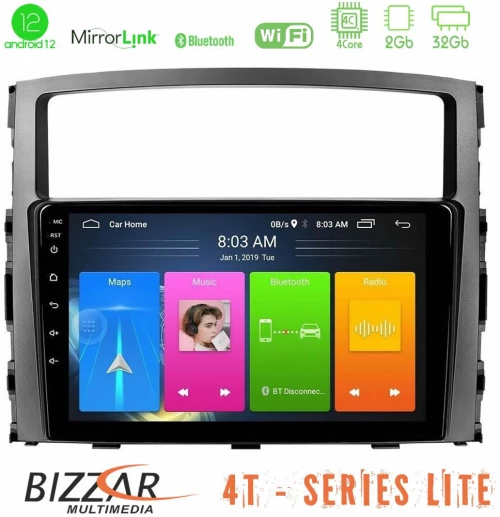 Bizzar 4T Series Mitsubishi Pajero 2008-2009 4core Android12 2+32GB Navigation Multimedia Tablet 9"