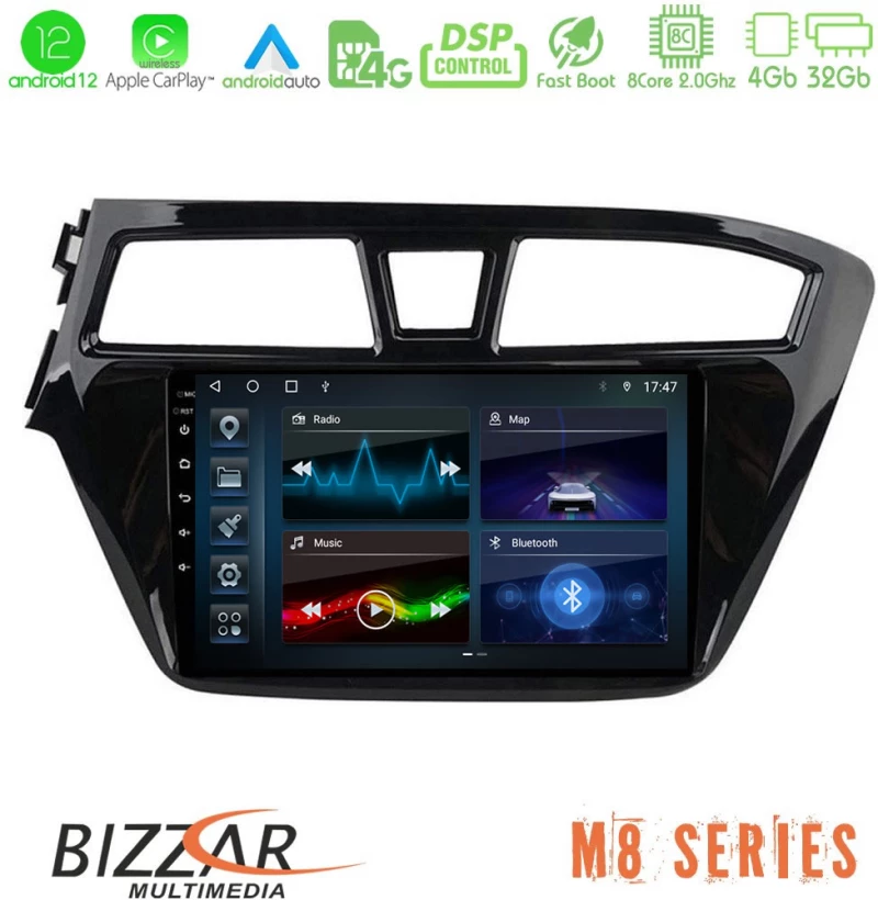 Bizzar M8 Series Hyundai i20 2014-2018 8core Android13 4+32GB Navigation Multimedia Tablet 9"