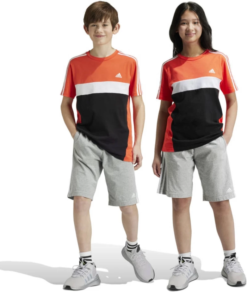 Παιδική Βερμούδα Adidas Essentials 3-Stripes Knit Γκρι / Λευκό  Γκρι Λευκό