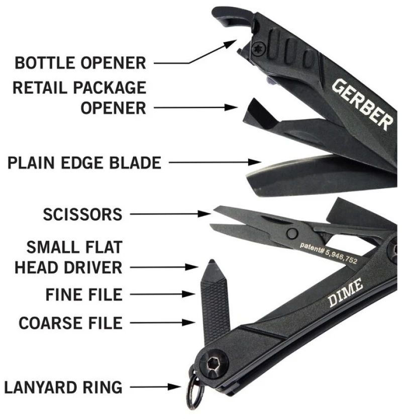 GERBER, Pocket Tool, Dime, Black GERBER