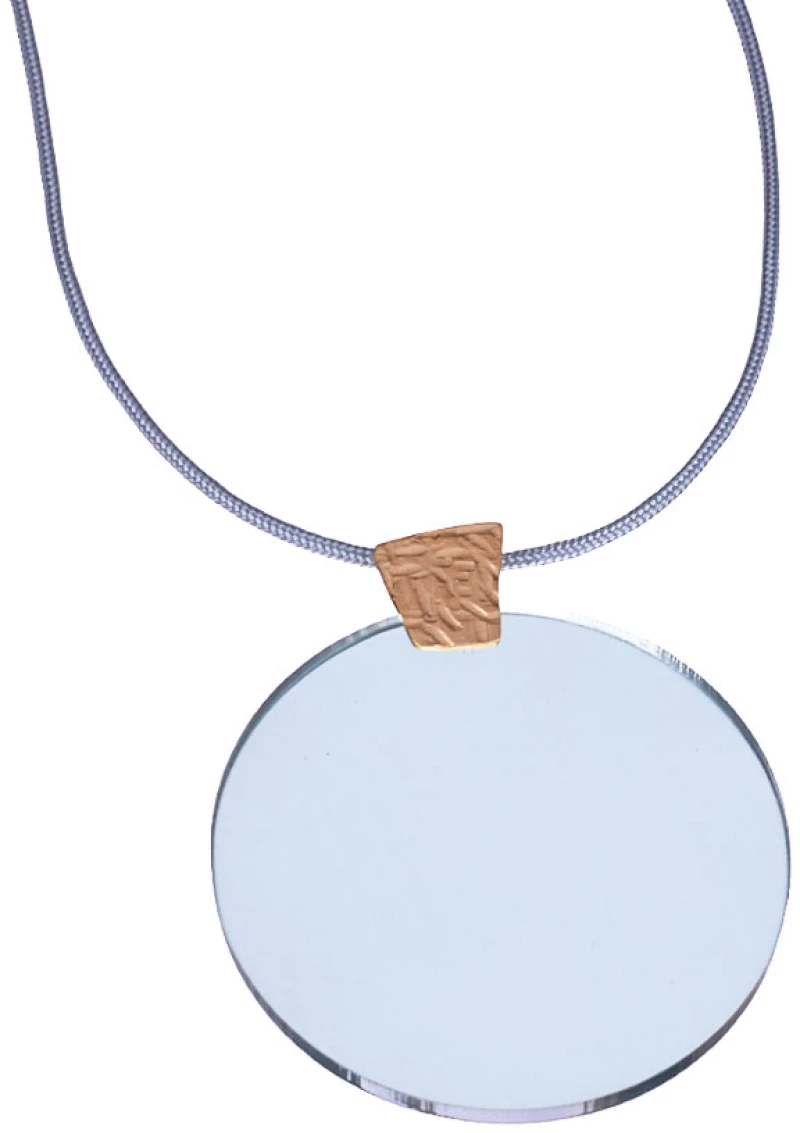 Κολιέ Επίχρυσο 925 με γαλάζιο Plexiglass με κορδόνι Gatsa 0407