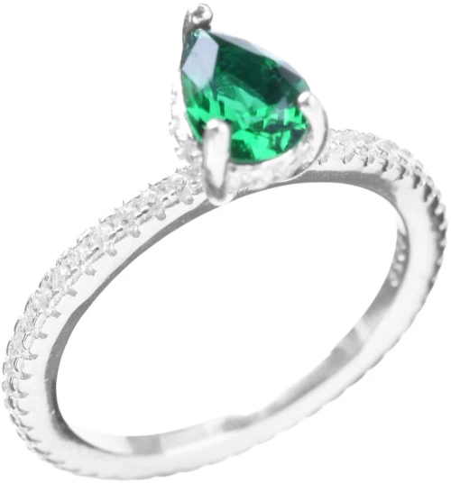Δακτυλίδι Γυναικείο Ν52 Ασήμι με πράσινο zircon Gatsa 0466