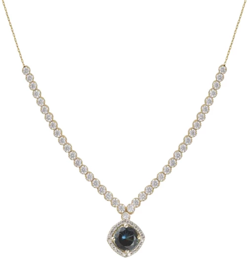 Κολιέ Ροζέτα Κίτρινο Χρυσό κ14 με London Blue Zircon Filva F30321