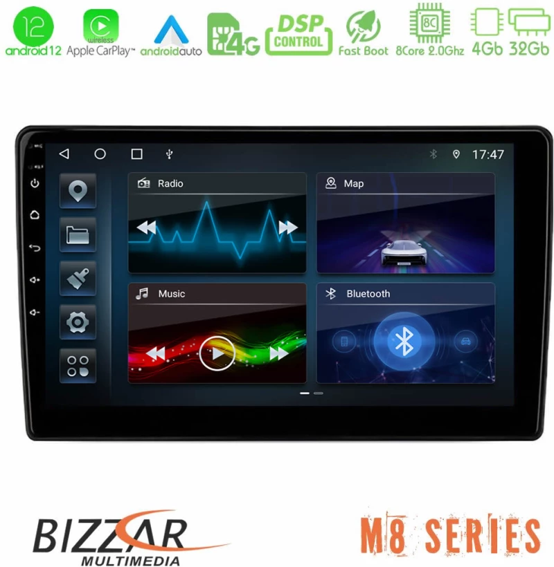 Bizzar M8 Series VW Group 8Core Android13 4+32GB Navigation Multimedia Tablet 10"