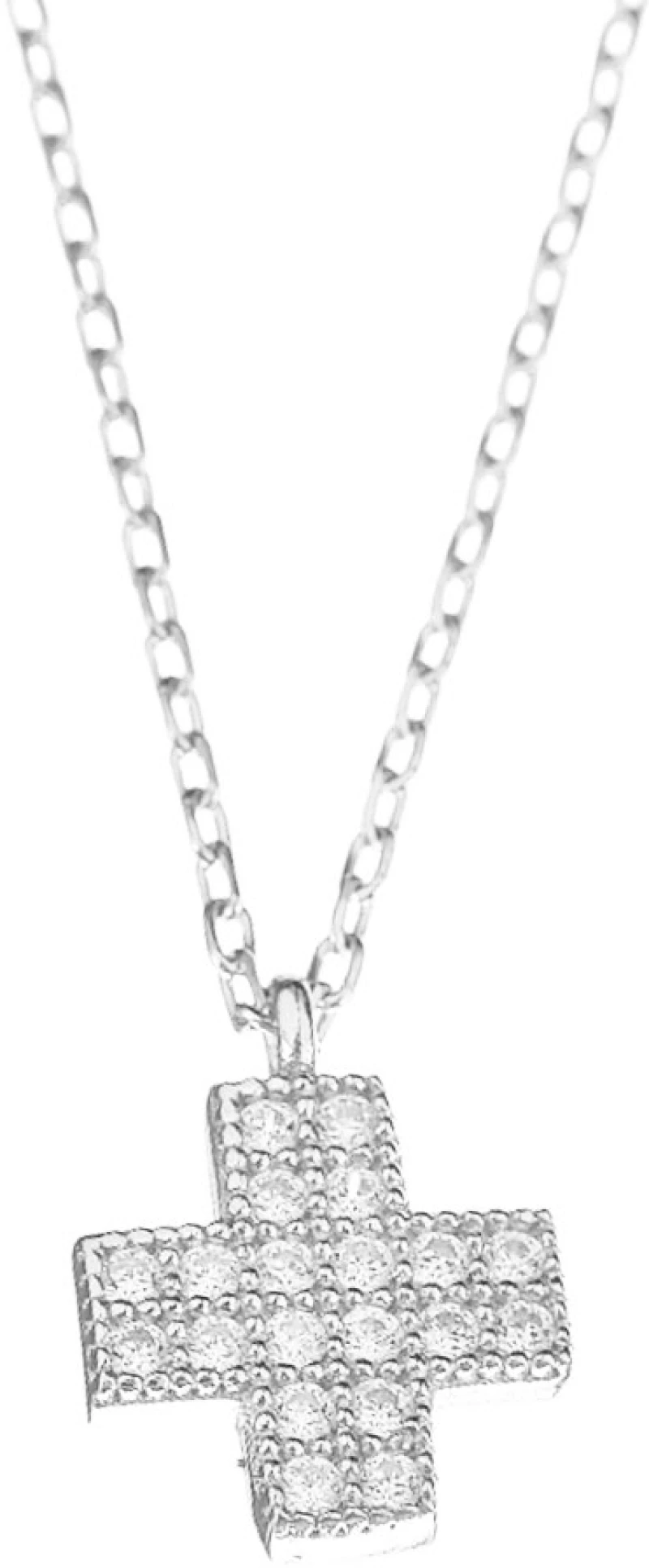 Κολιέ Σταυρός με zircon Ασημένιος 925 42-45cm Gatsa 3670