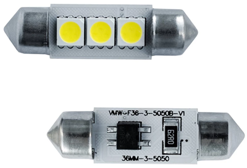 ΛΑΜΠΑΚΙΑ ΠΛΑΦΟΝΙΕΡΑΣ C5W 12V 36mm ΛΕΥΚΟ 3microled 2ΤΕΜ.