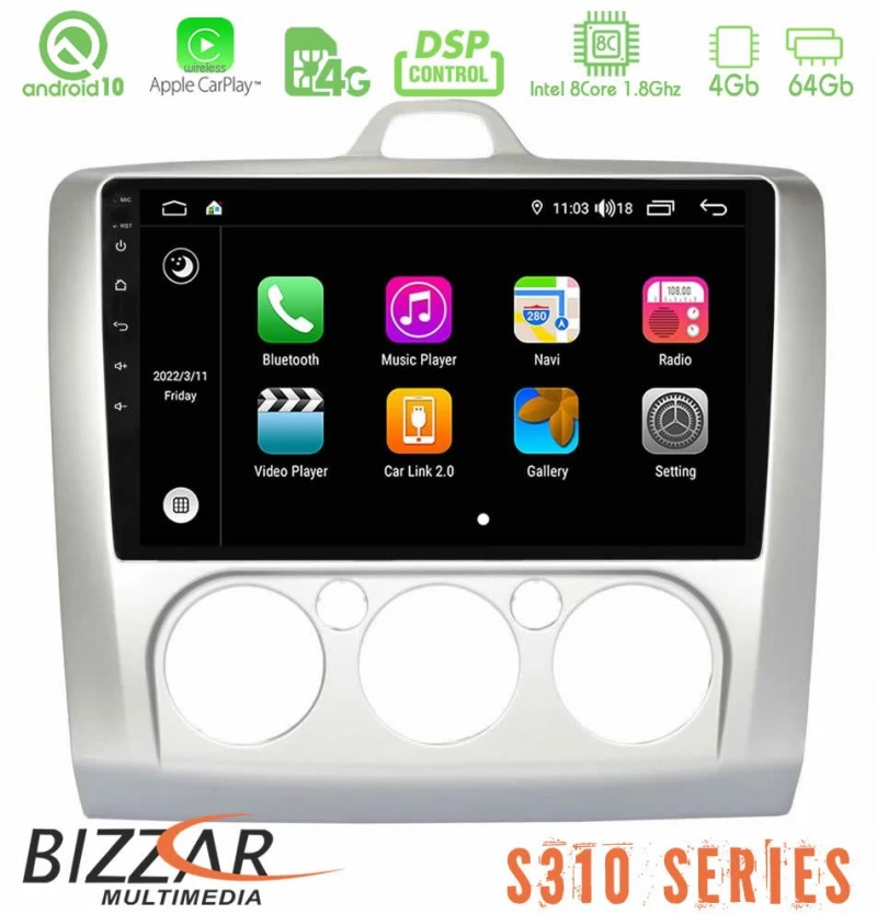 Bizzar S310 Ford Focus Auto AC Car Pad 9" Android 10 Multimedia Station