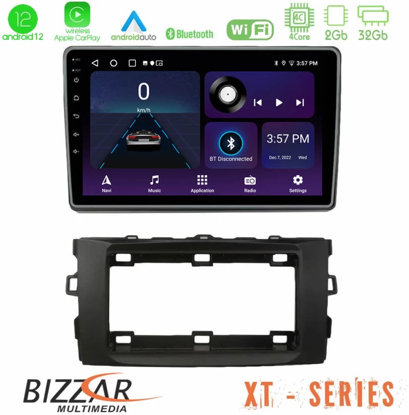 Bizzar XT Series Toyota Auris 2013-2016 4core Android12 2+32GB Navigation Multimedia Tablet 10"