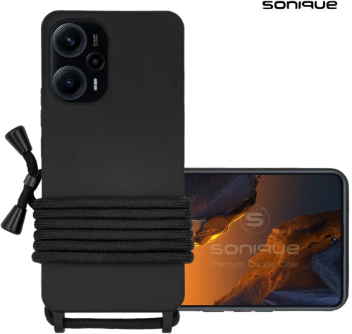 Θήκη Σιλικόνης με Κορδόνι CarryHang Sonique Xiaomi Poco F5 5G Μαύρο - Sonique - Μαύρο - Poco F5 5G - Θήκες Πλάτης