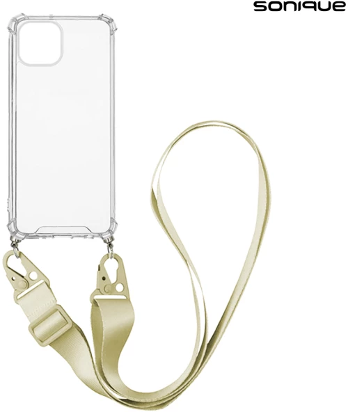 Θήκη Σιλικόνης με Strap Sonique Armor Clear Apple iPhone 15 Plus Μπεζ - Sonique - Μπεζ - iPhone 15 Plus - Θήκες Πλάτης