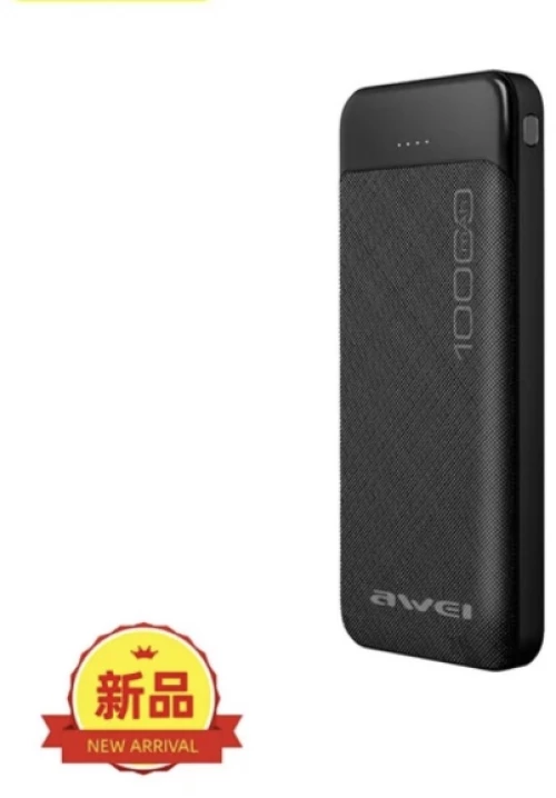 Awei P37K Power Bank 10000mAh Mαύρο